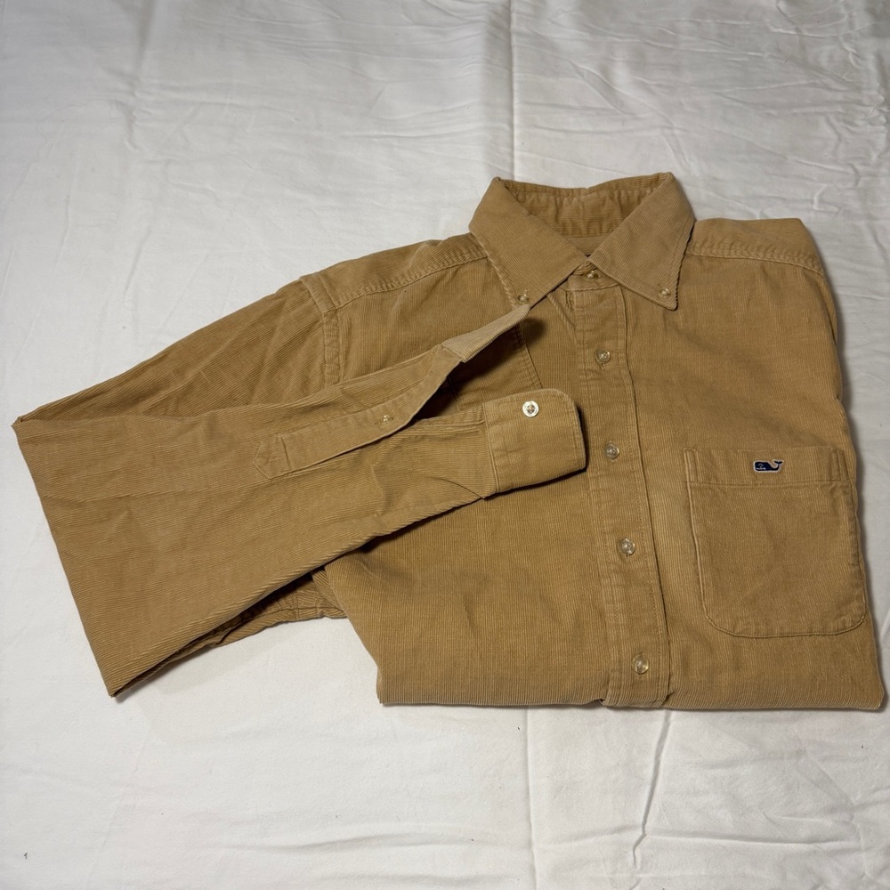 Vineyard Vines Men's Tan Corduroy Shirt Button Down - Size Small